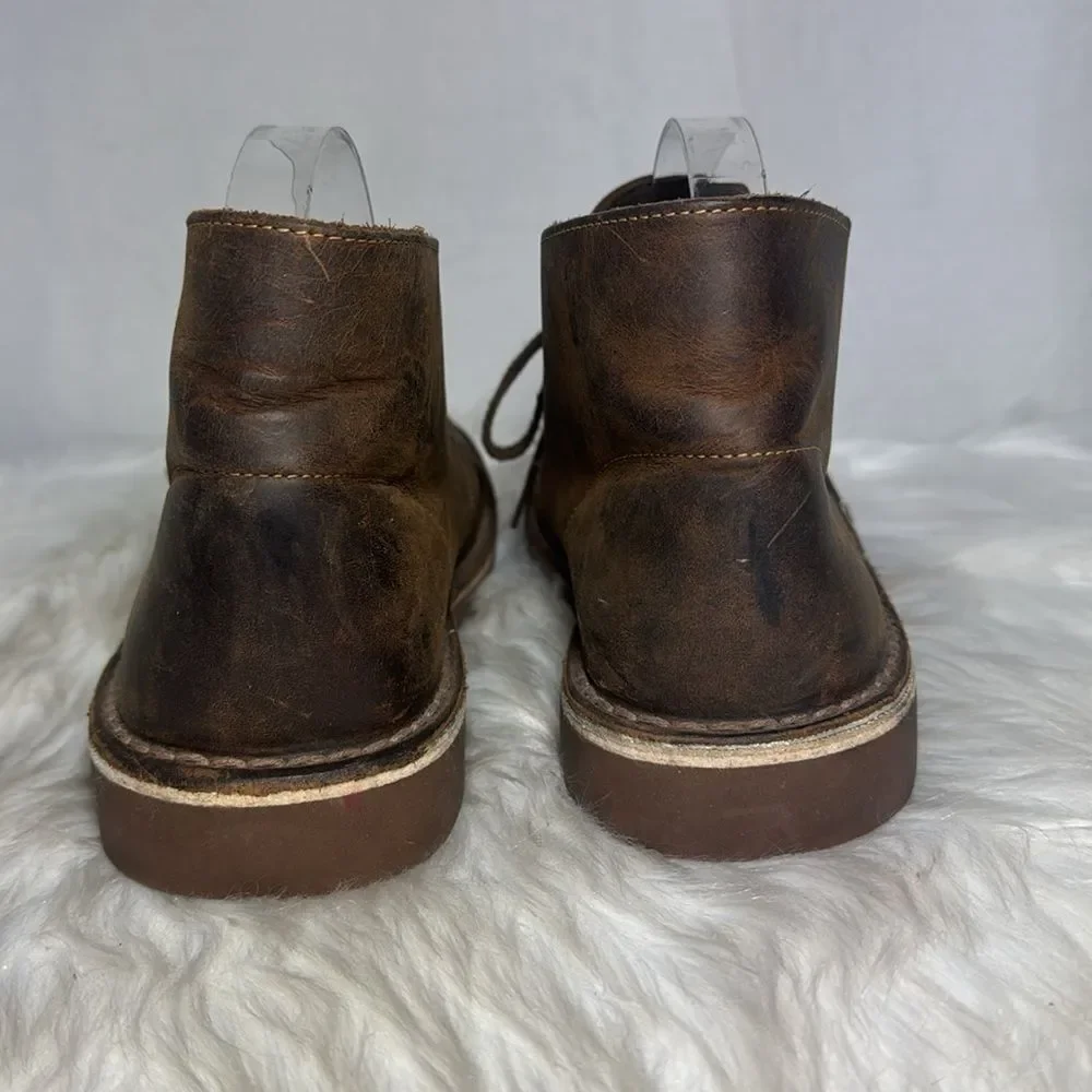 Clarks Bushacre 3 Men's‎ Coffee Brown Distressed Leather Chukka Boots Sz 8